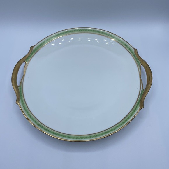 M F & Co Limoges UC‎ France Marshall Field Gold Rim Handled Dinner Plate 10.5" - Picture 1 of 7